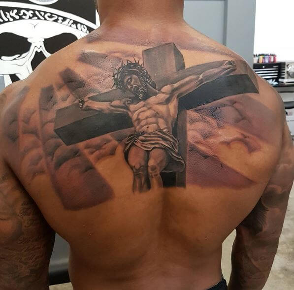 Jesus Tattoos Design On Backside