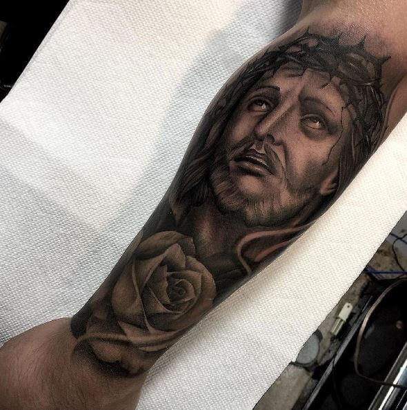 Jesus Tattoos Design On Forearm