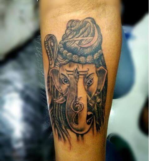 Lord Shiva And Ganesha Tattoos Design On Arms