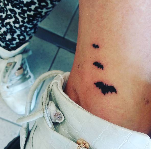 Micro Bats Tattoos Design On Ankle