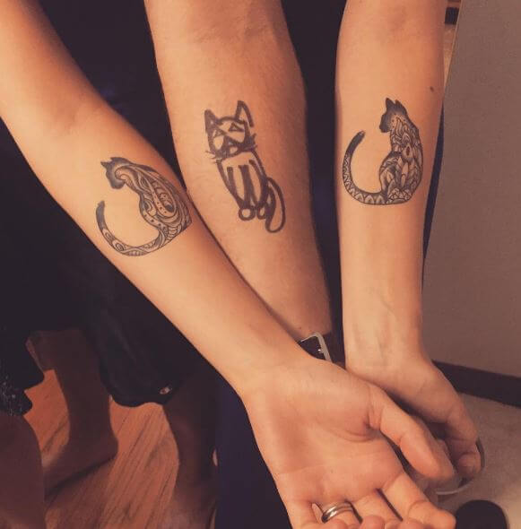 Nice Sibling Cat Tattoos Design