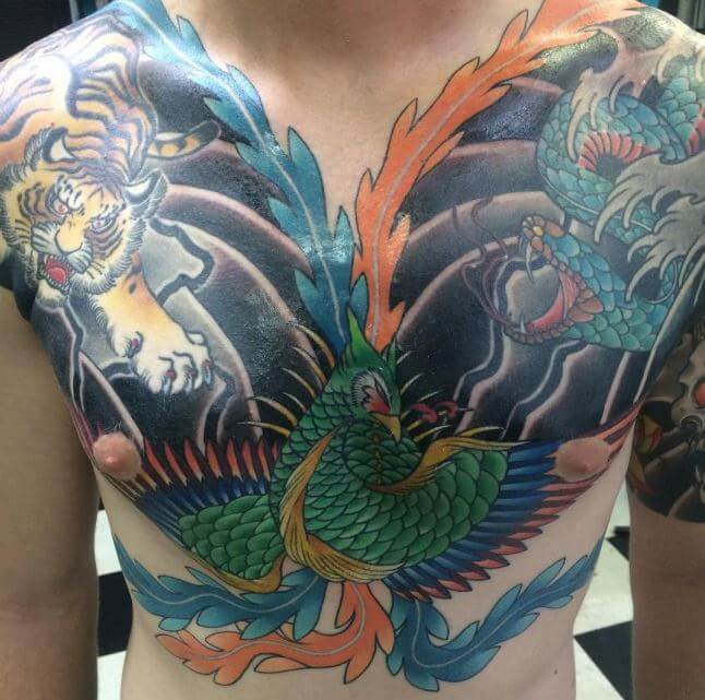 Phoenix Tattoos Design On Chest
