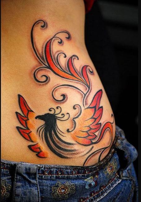 Phoenix Tattoos Design On Hip