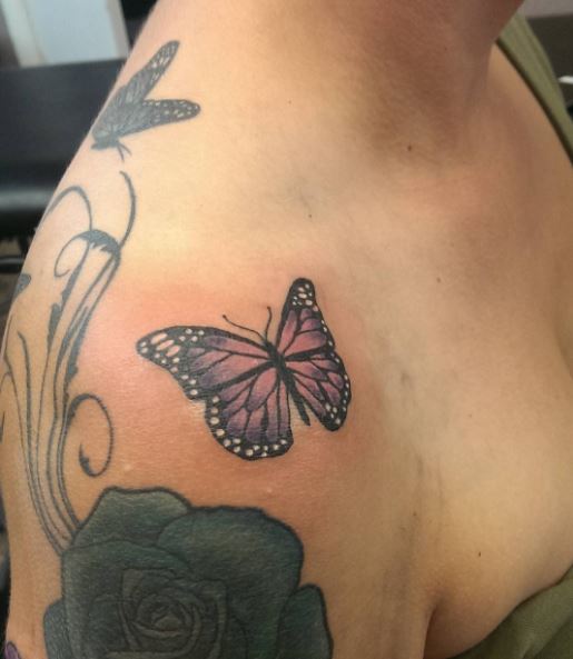 Purple Color Butterfly Tattoos Design For Girls