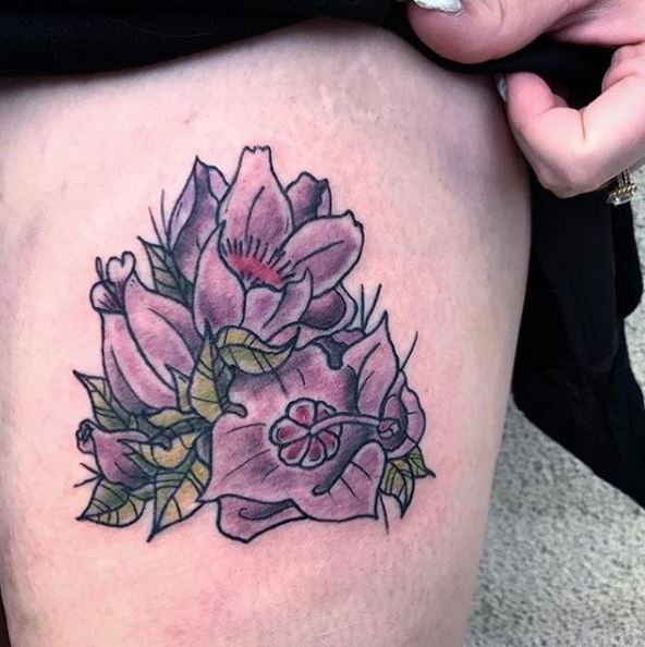 Purple Color Floral Tattoos Design And Ideas