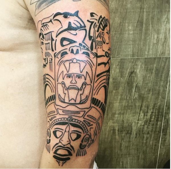 Simple Dark Line Aztec Tattoos Design And Ideas