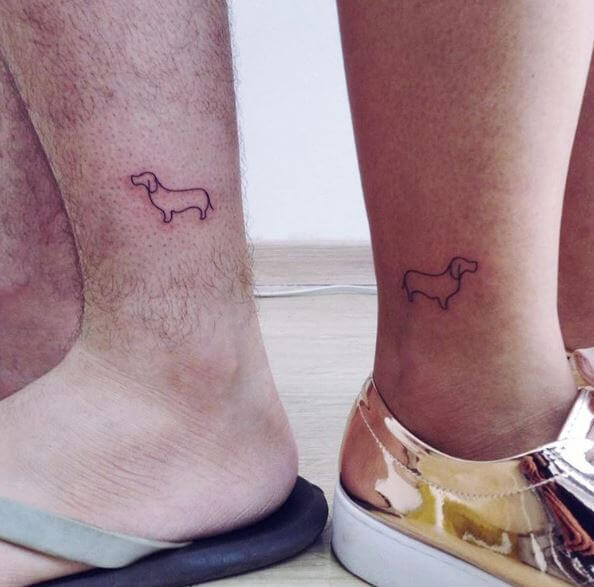 Tiny Sibling Dog Tattoos Design On Legs