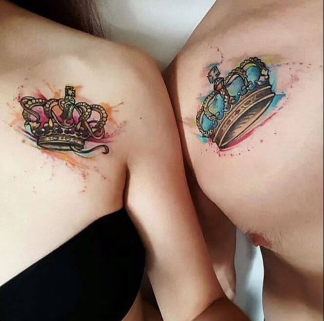 Watercolor Couple Tattoos