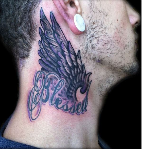 Wing Tattoo On Neck