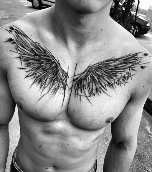 Wing Tattoo On Chest 1