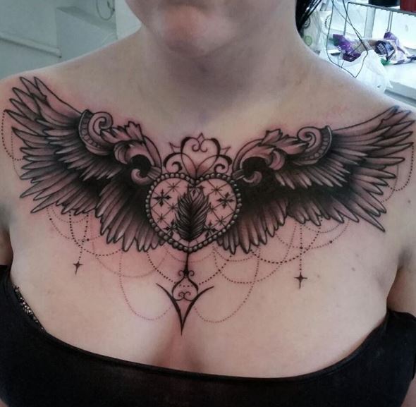 Wing Tattoo On Chest