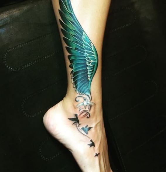 Wing Tattoo On Leg 2
