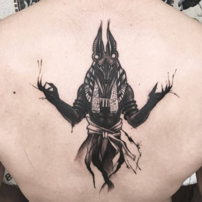 Anubis Back Tattoo