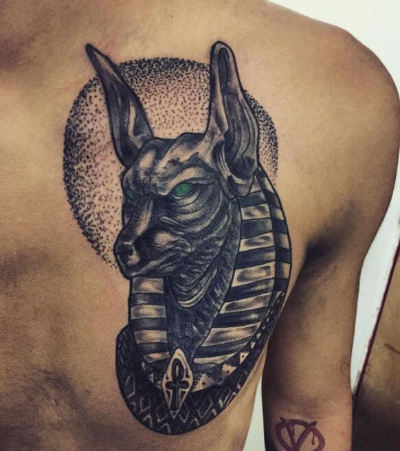 Anubis Chest Tattoo Design