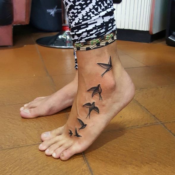 Bird Tattoos On Foot