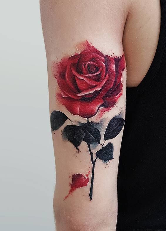 Black And Red Roses Tattoo (4)