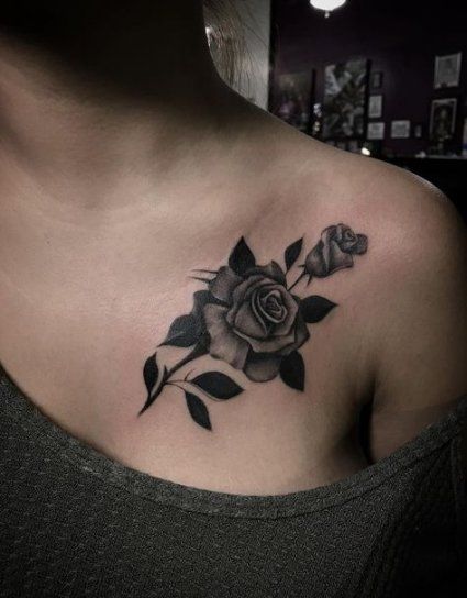 Black And Red Roses Tattoo (5)