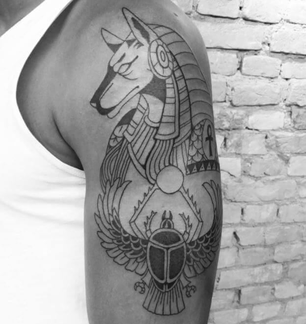 Black And White Anubis Tattoo