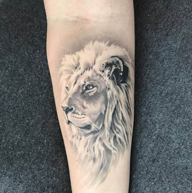Black And White Lion Tattoo