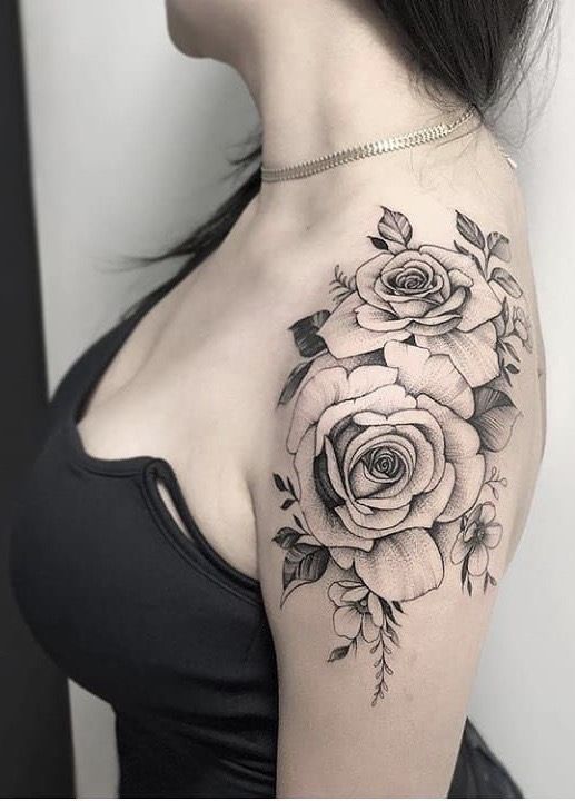 Black And White Rose Tattoos (5)