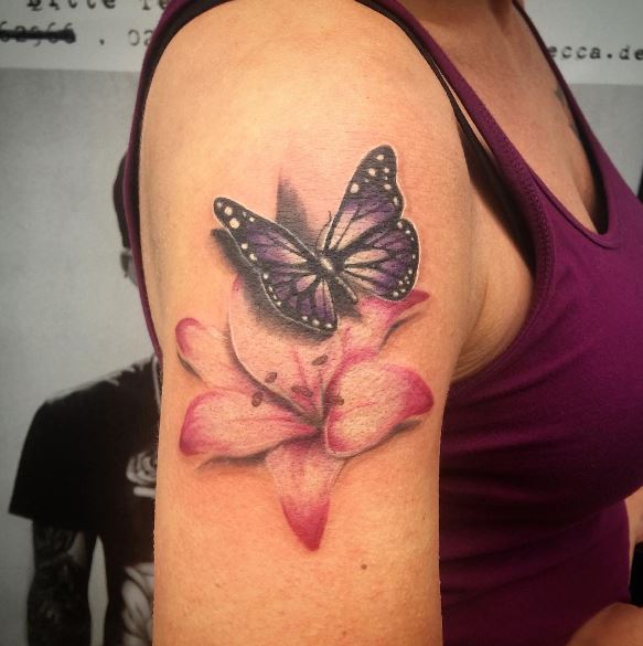 Butterfly And Flower Tattoos 1