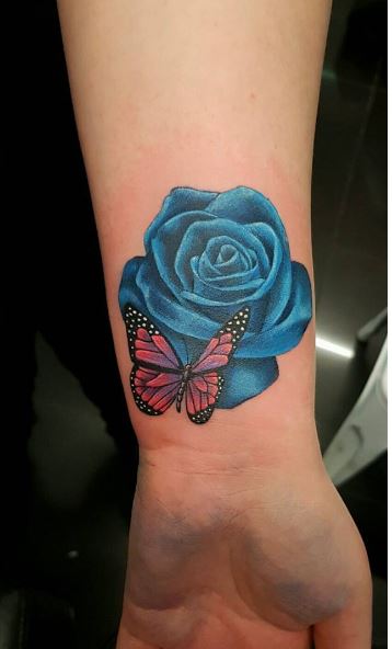 Butterfly And Rose Tattoos