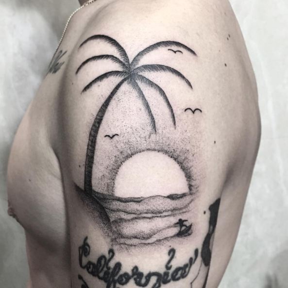 California Tattoos On Upper Shoulder