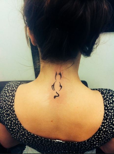 Cat Tattoo On The Back Of My Neck