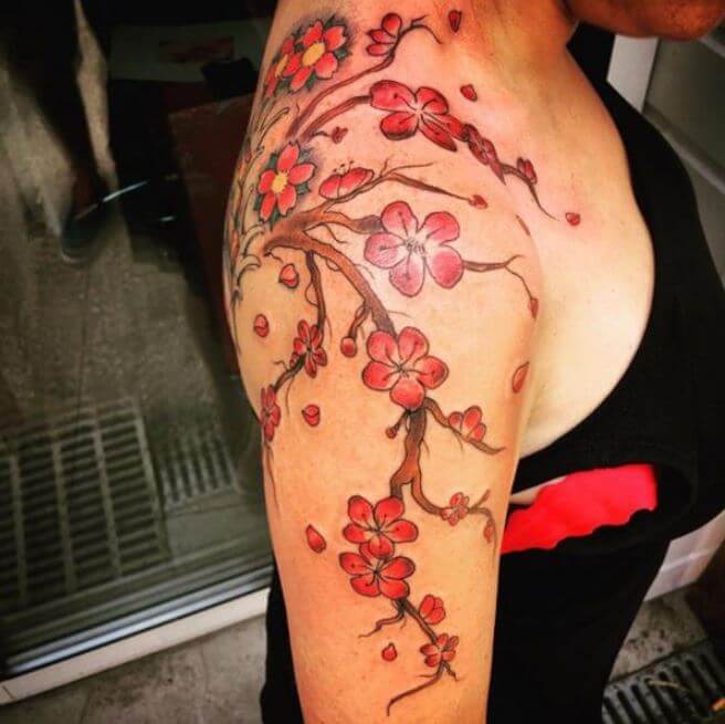 Cherry Blossom Arm Tattoo