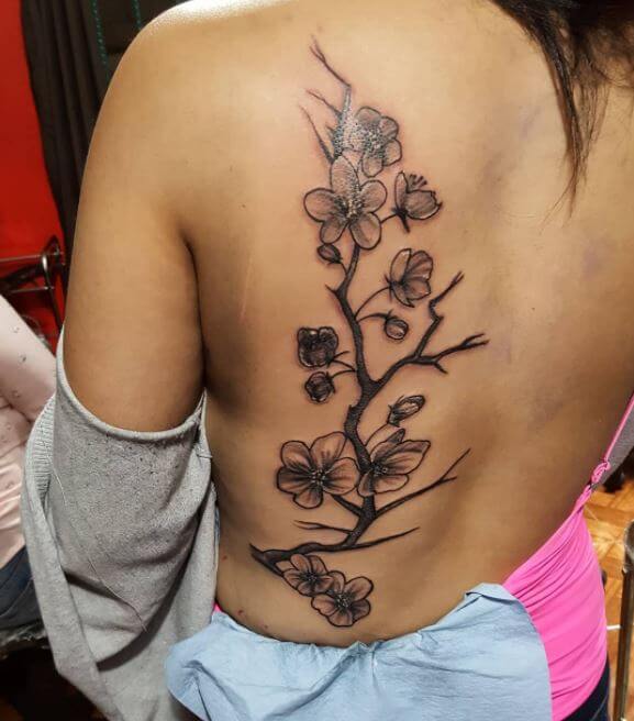 Cherry Blossom Lower Back Tattoos