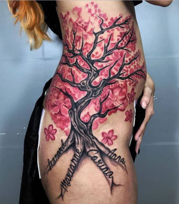 Cherry Blossom Rib Tattoo