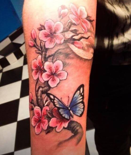 Cherry Blossom Sleeve Tattoos