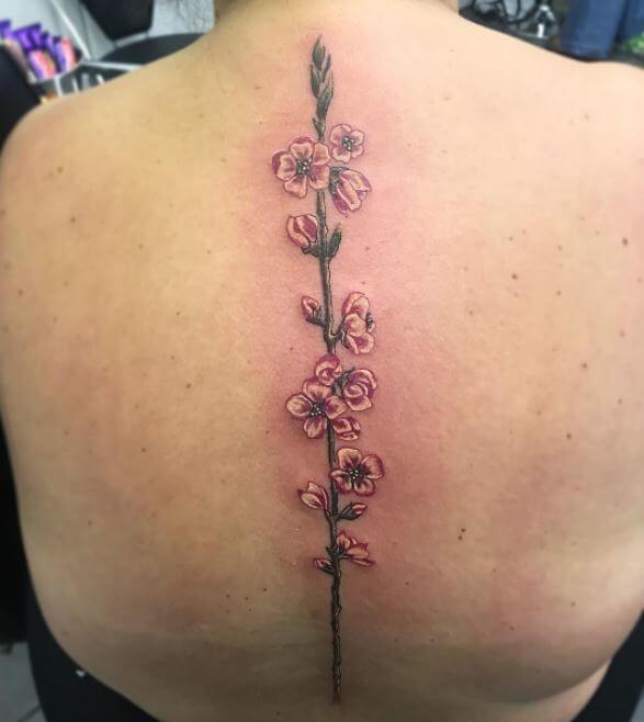 Cherry Blossom Tattoo On Spine