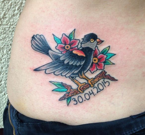 Classic Bird With Date Tattoos