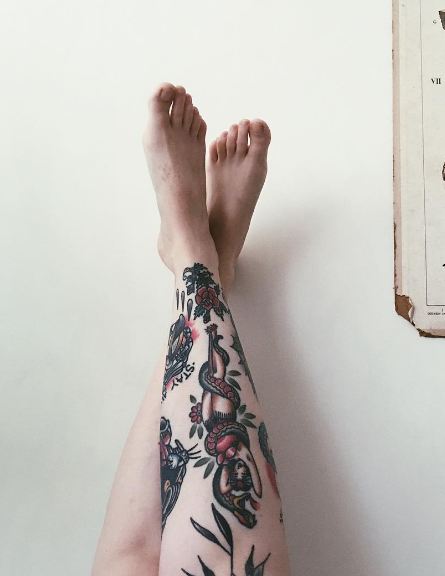 Colorful Leg Tattoos
