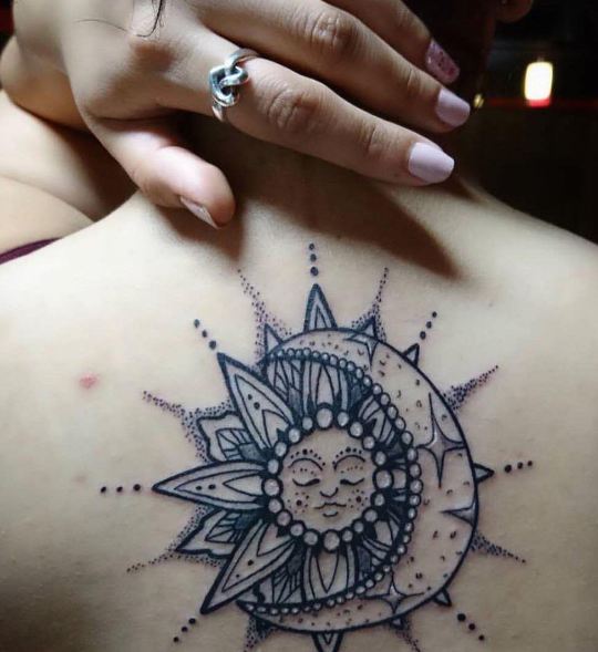 Cool Chinese Moon And Sun Tattoos