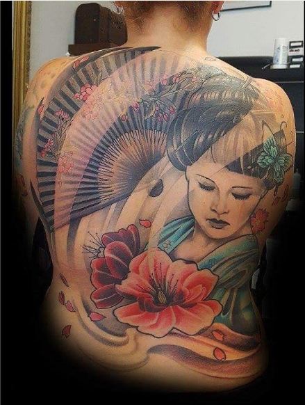 Cool Geisha Tattoos Full Back