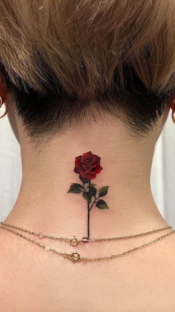 Dark Red Rose Tattoo (3)