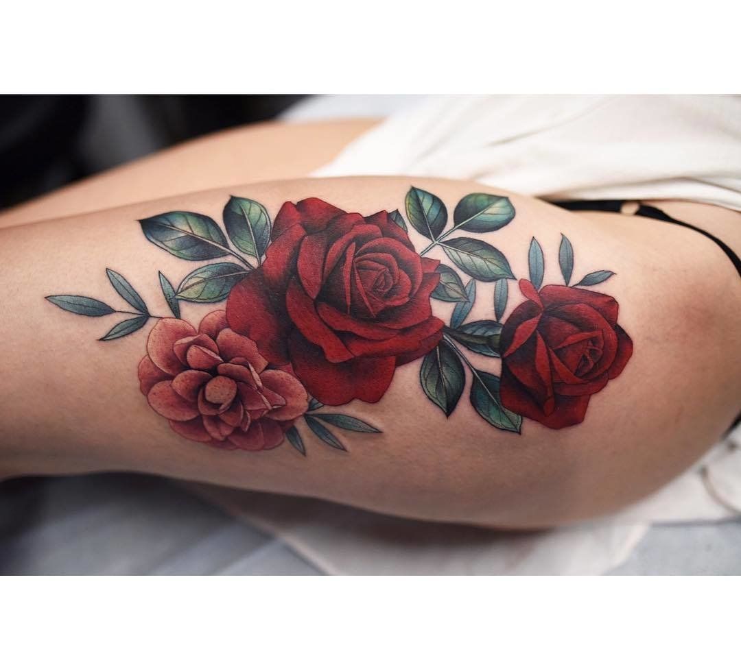 Dark Red Rose Tattoo (4)