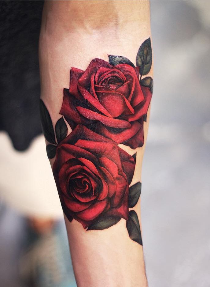 Dark Red Rose Tattoo (5)