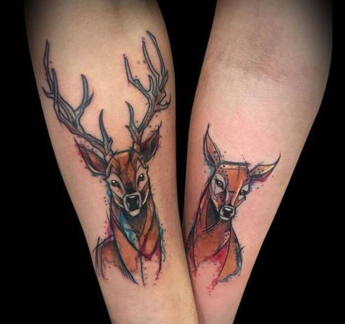 Deer Couple Tattoos