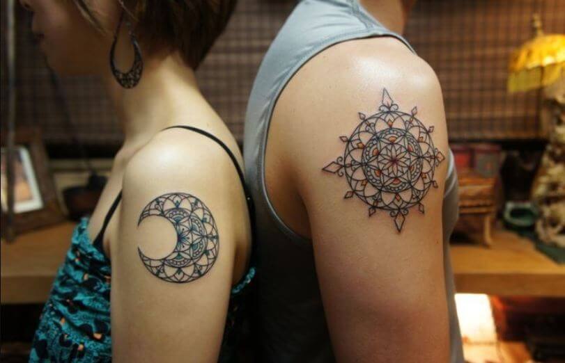 Elegant Sun And Moon Tattoos