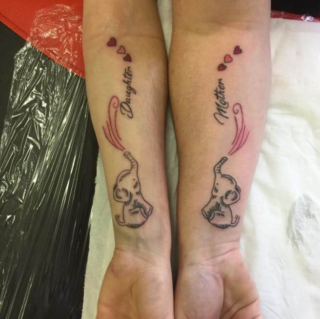 Elephant Mother Daughter Tattoo