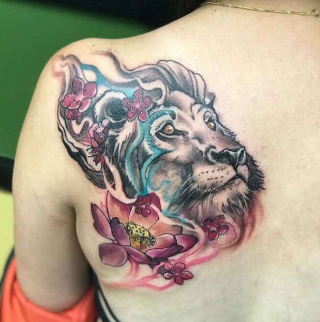 Feminine Lion Tattoo