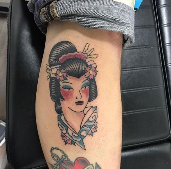 Geisha Tattoos On Calf
