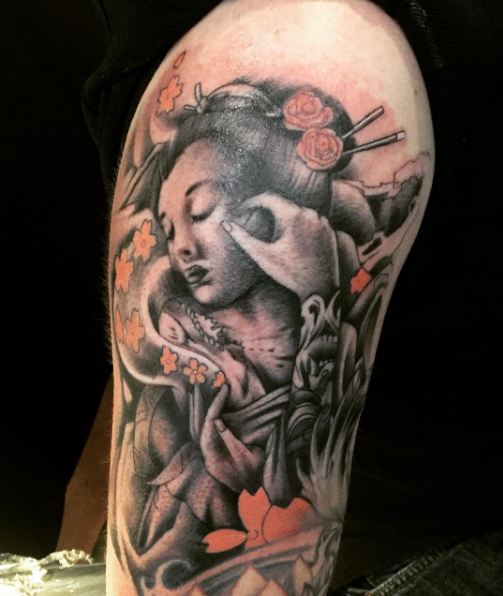 Geisha Tattoos On Half Sleeve