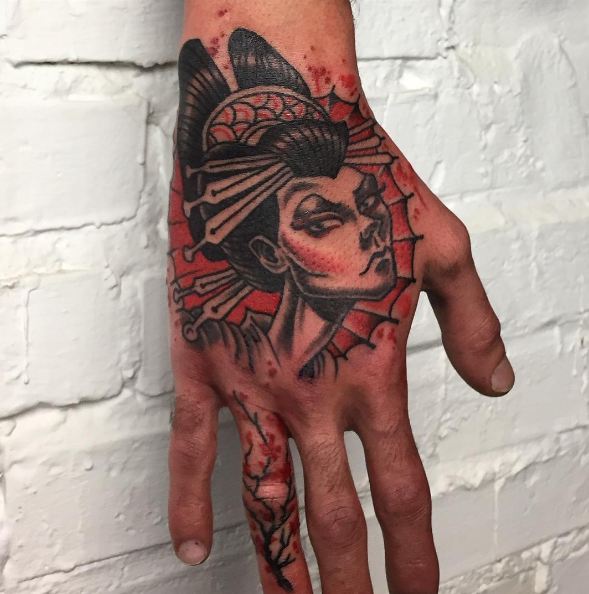 Geisha Tattoos On Hand