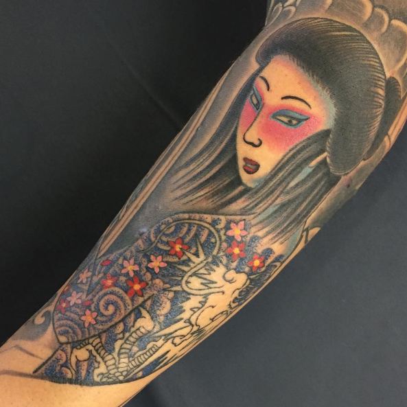 Geisha Tattoos On Sleeve