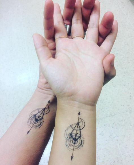 Geometric Couple Tattoos