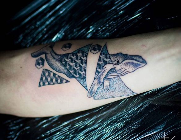 Geometric Sea Whale Tattoos